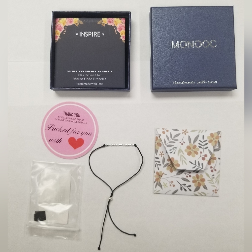 Morse Code Bracelet “Inspire” Sterling Silver NIB